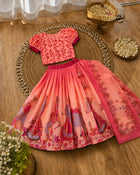 Girls Rajasthani Print Lehenga Choli Set with Dupatta – Sunrise Orange