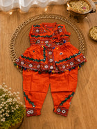 Orange Embroidered Kediyu with Dhoti Pants