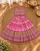 Girls Pink Printed Lehenga Choli Set