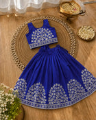 Girls Embroidered Lehenga Choli Set – Blue