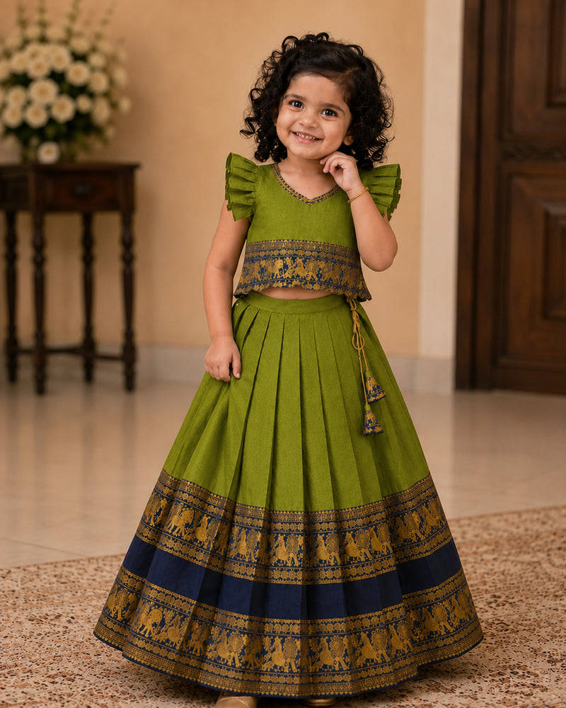 Narayanpet silk with jequard border and matching tassels lehenga