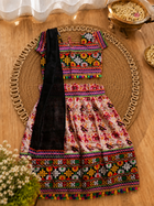 white Patola Lehenga Choli Set with Black Dupatta