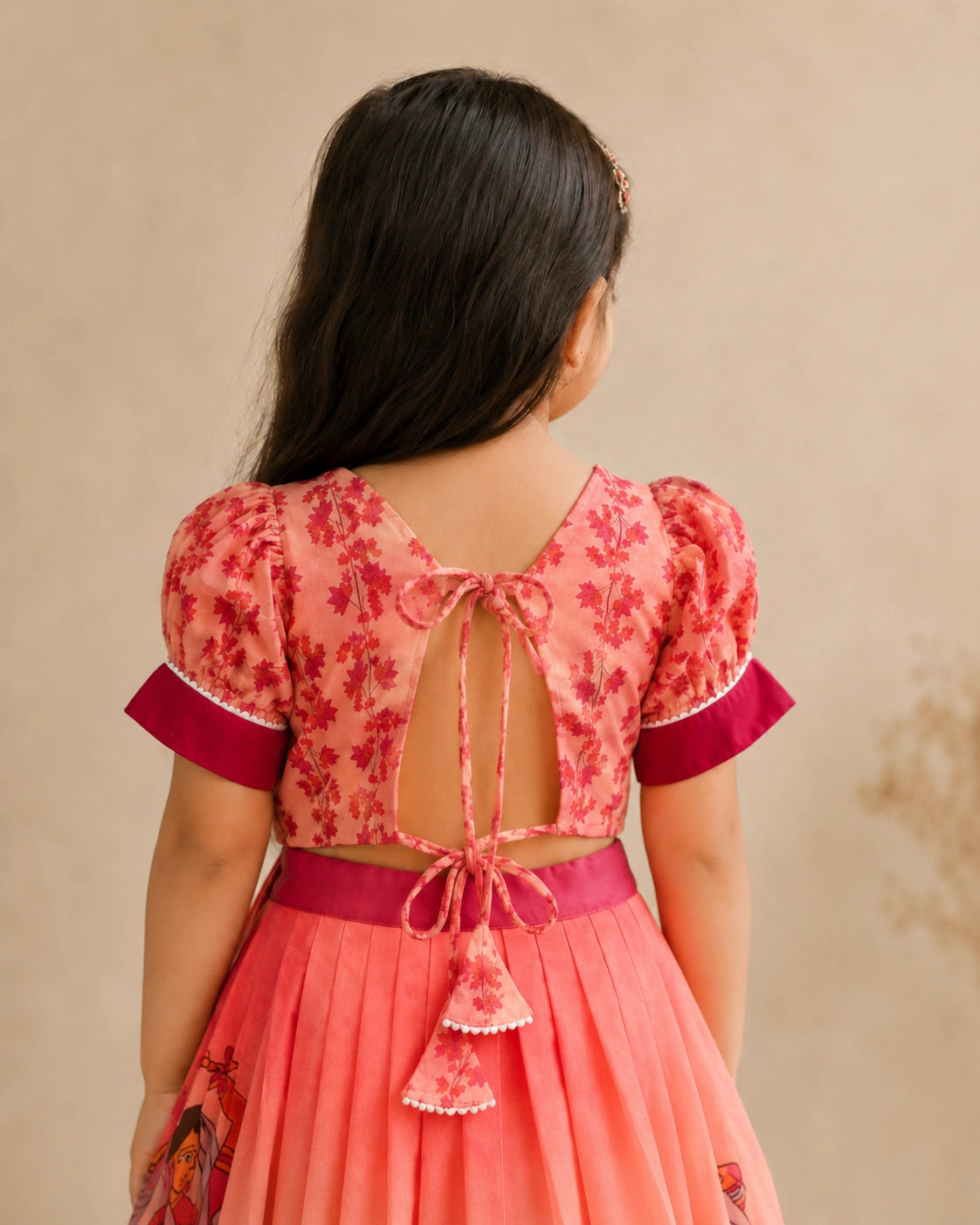 Girls Rajasthani Print Lehenga Choli Set with Dupatta – Sunrise Orange