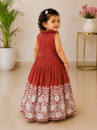 Royal Embroidered Lehenga Set for Girls - Rust Orange