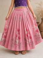 Girls Purple & Pink Floral Lehenga Choli Set