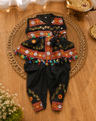 Black Embroidered Kediyu with Dhoti Pants – Boys Navratri Ethnic Wear