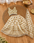 Girls Floral Yellow Print Lehenga Choli Set with Dupatta