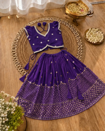 Girls Designer Lehenga Choli Set – Rich  Purple