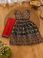 Black Kaju Katri Patolu Lehenga Choli Set