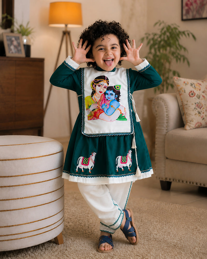 Kids Yashoda Krishna Printed Boys Ethnic Kurta Set