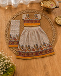 Orange Dandiya Print Lehenga Choli Set