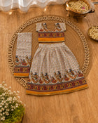Orange Dandiya Print Lehenga Choli Set