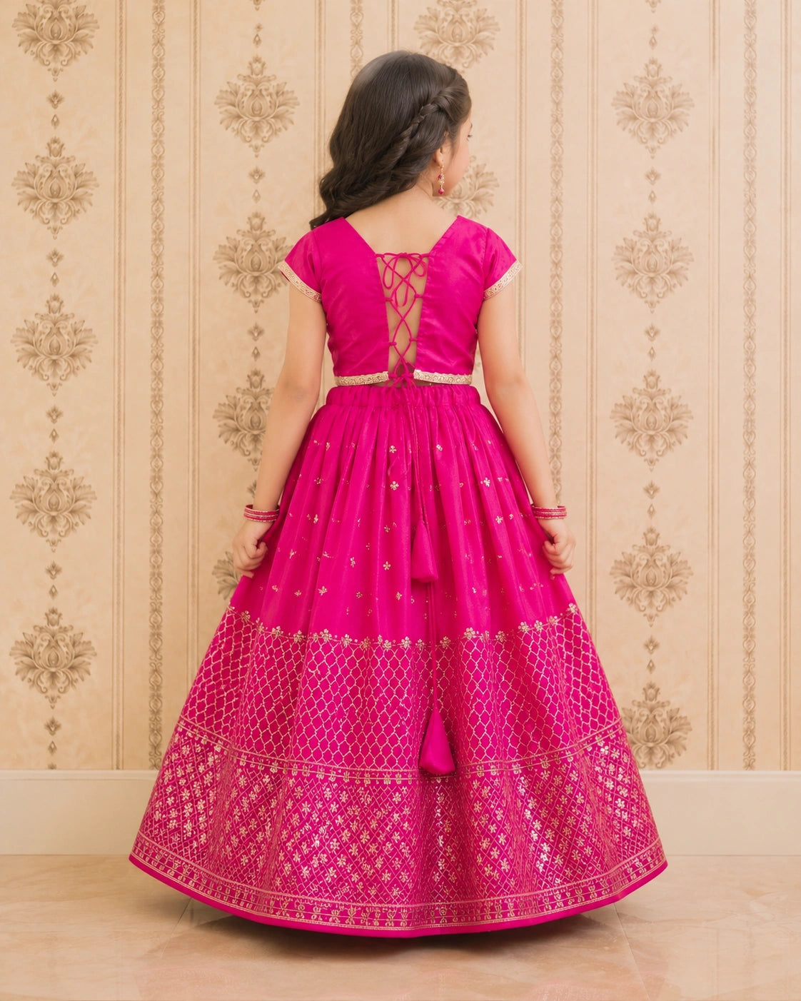Girls Designer Lehenga Choli Set – Pink
