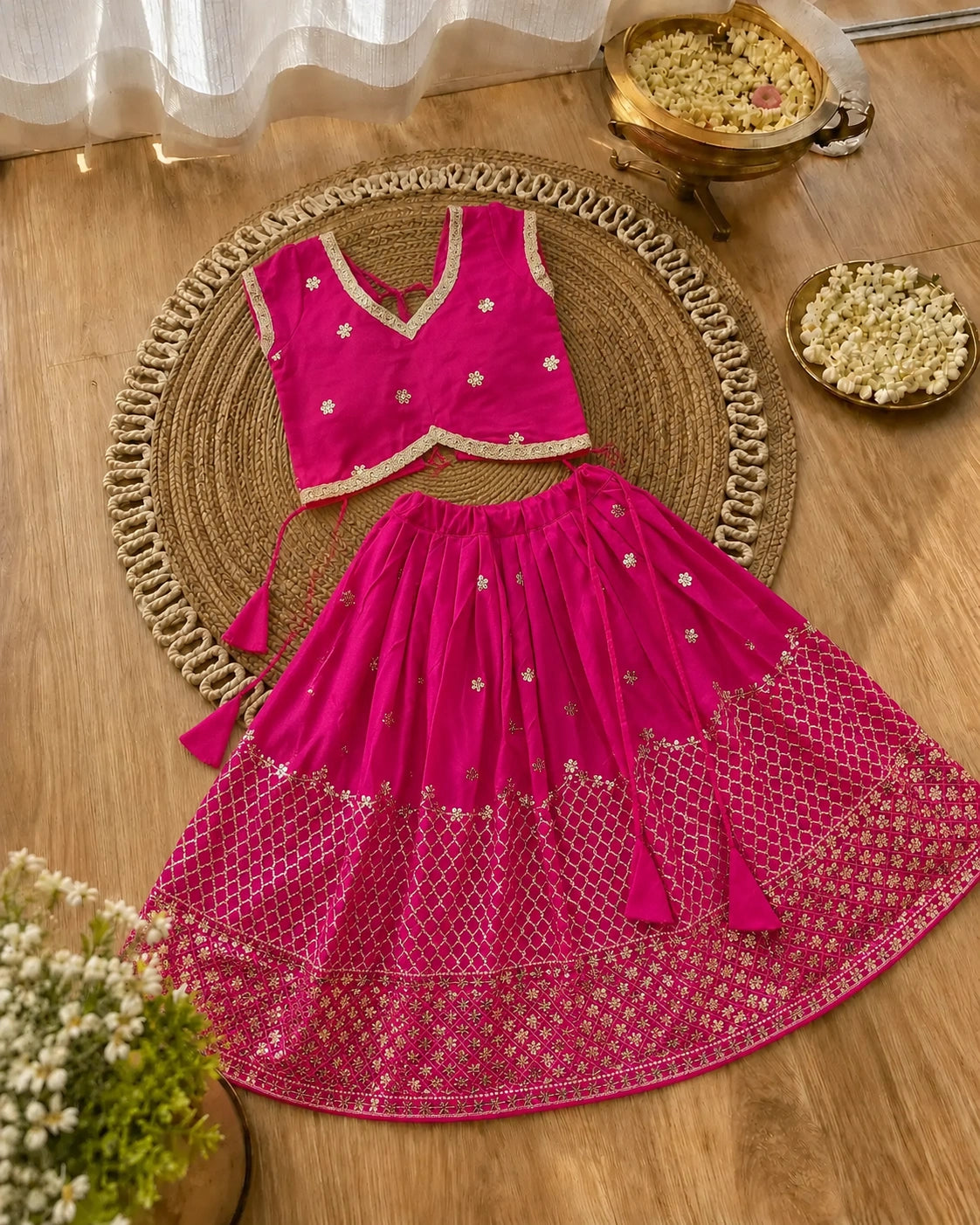 Girls Designer Lehenga Choli Set – Pink