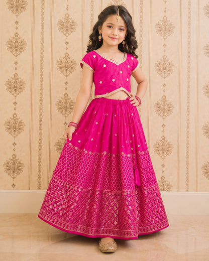 Girls Designer Lehenga Choli Set – Pink