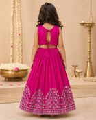 Girls  Embroidered Lehenga Choli Set – Pink