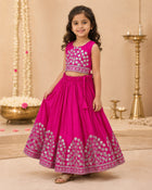 Girls  Embroidered Lehenga Choli Set – Pink