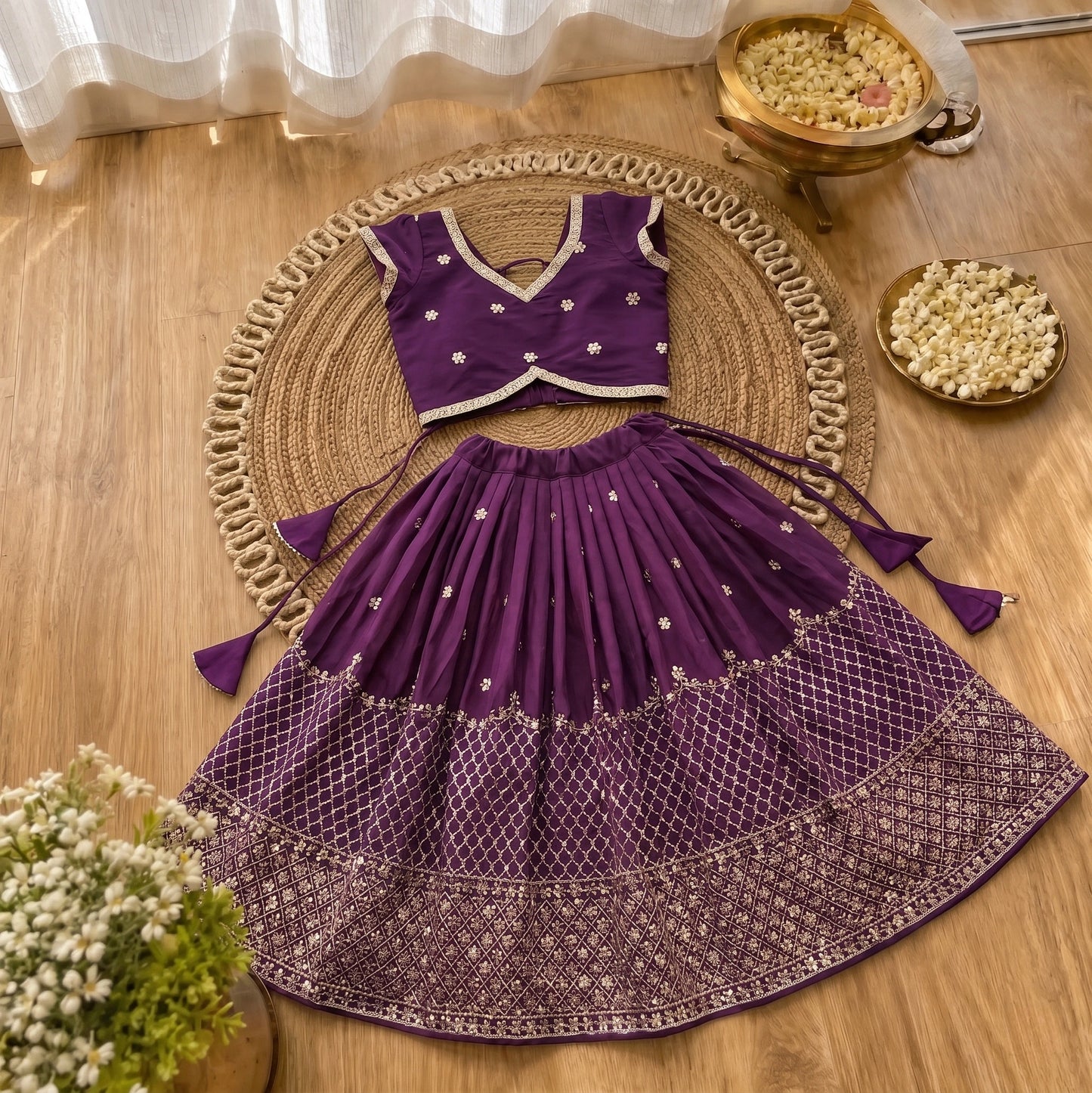Girls Designer Lehenga Choli Set – Purple