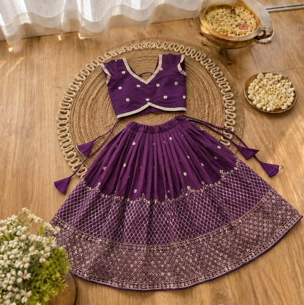 Girls Designer Lehenga Choli Set – Purple