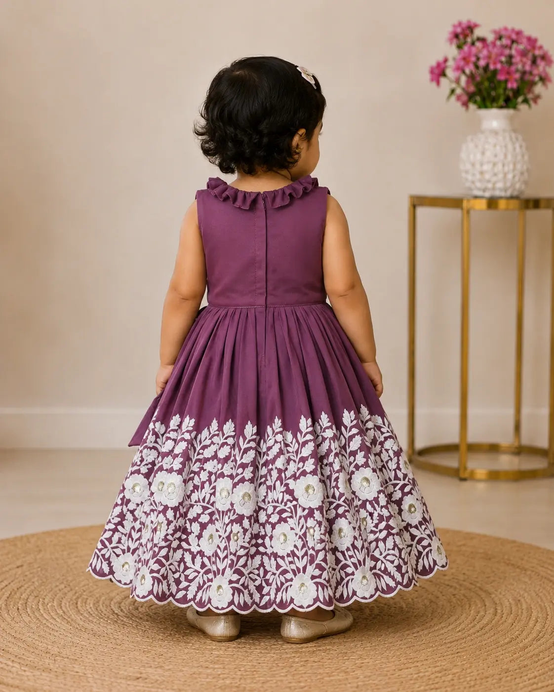 Royal Embroidered Lehenga Set for Girls - Plum Purple