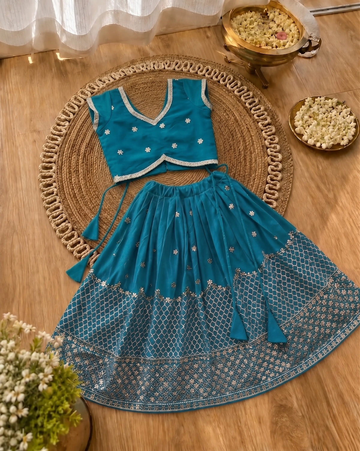 Girls Designer Lehenga Choli Set – Rama