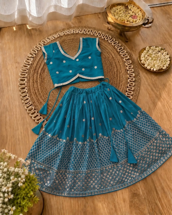 Girls Designer Lehenga Choli Set – Rama