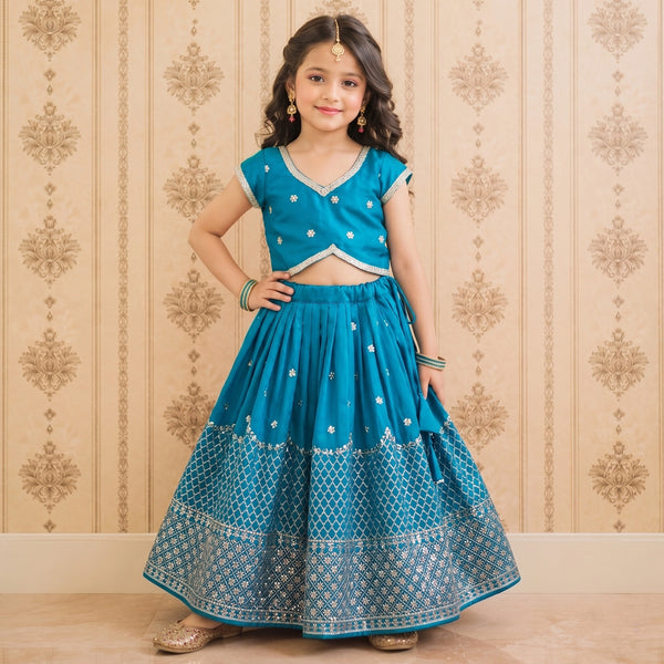 Girls Designer Lehenga Choli Set – Rama