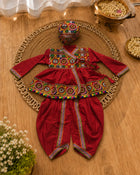 Red Kediyu Dhoti Set with Cap