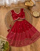 Girls Designer Lehenga Choli Set – Red