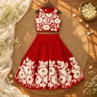 Royal Embroidered Lehenga Set for Girls - Red