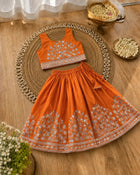Girls Embroidered Lehenga Choli Set – Orange