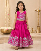 Girls  Embroidered Lehenga Choli Set – Pink