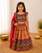 Mustard Patola Lehenga Choli - Girl Back View