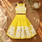 Royal Embroidered Lehenga Set for Girls - Yellow